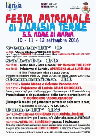 FESTA PATRONALE DI LURISIA TERME - 10/11/12 SETTEMBRE 2016
